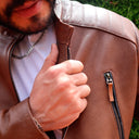 Chaqueta de Cuero Miel para Hombre San Polos H107 | Estilo Clásico