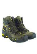 Botas industriales para hombre San Polos modelo 2838 en cuero color verde con suela de caucho.