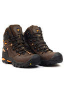 Botas de seguridad industrial para hombre San Polos 2838 color café con naranja vistas de lado.