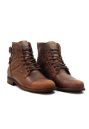 Botas de cuero para hombre San Polos estilo casual color coñac con cremallera lateral.