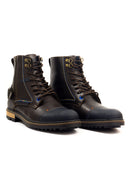 Botas casuales de cuero para hombre San Polos 3341 en color café y azul - vista lateral