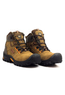 Vista frontal de las botas de seguridad de cuero para hombre San Polos 3469 color cigarra