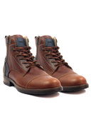 Botas casuales de cuero para hombre San Polos color coñac vista de lado
