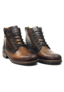 Vista frontal de las Botas de cuero para hombre San Polos 3508 en color miel espasolado sobre fondo blanco.