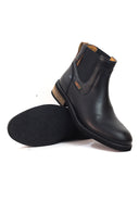 Botas Chelsea de cuero para hombre San Polos 3603 color negro, vista de perfil.
