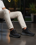 Sneakers de Cuero Negro y Jean para Hombre San Polos 3883